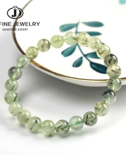 JD Natural Stone Prehnite Beads Bracelet Women Elegant Round Green Grape Stone Charm Yoga Strand Bangles Female Jewelry Gift 1