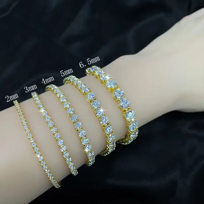2-10mm DVVS1 Pass Diamond Test Round Cut Moissanite Tennis Bracelet White Gold Plated 925 Silver Jewelry for Women 3