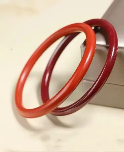 Natural Raw Cinnabar Bracelet Women's Thin Round Strip Plain Circle Bracelet 1