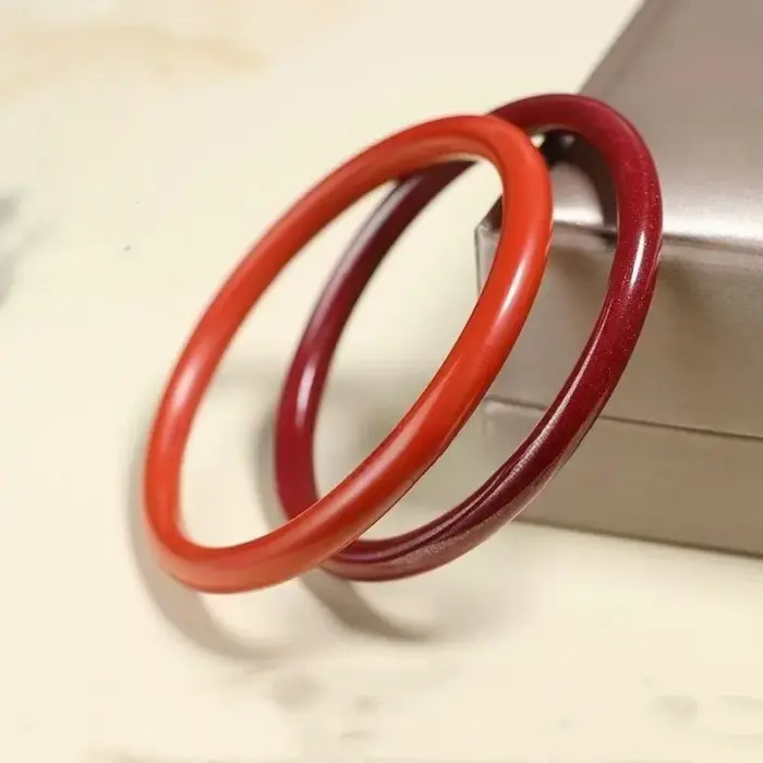 Natural Raw Cinnabar Bracelet Women's Thin Round Strip Plain Circle Bracelet 1 Natural Raw Cinnabar Bracelet Women's Thin Round Strip Plain Circle Bracelet 1