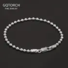 Real 925 Sterling Silver Handmade 3mm Bead Ball Strand Chain Bracelet Unisex Simple Classic Fashion Charm Hand Jewelry 1