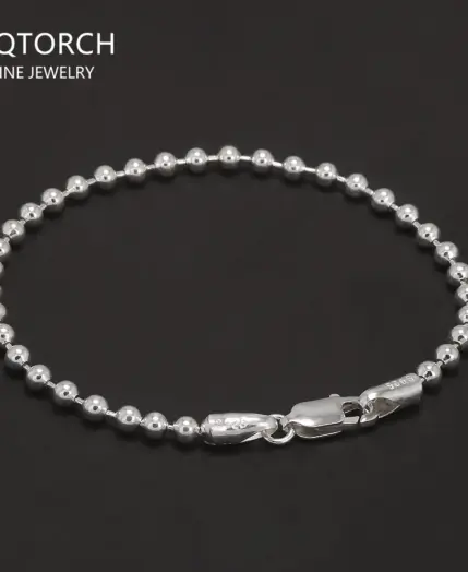 Real 925 Sterling Silver Handmade 3mm Bead Ball Strand Chain Bracelet Unisex Simple Classic Fashion Charm Hand Jewelry 1 Real 925 Sterling Silver Handmade 3mm Bead Ball Strand Chain Bracelet Unisex Simple Classic Fashion Charm Hand Jewelry 1