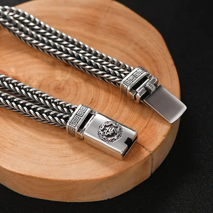Factory Price 100% Real Solid S925 Silver Hand Woven Heavy Bracelet Men's Fashion Retro Bracelet Personality Vintage Jewelry 5 Factory Price 100% Real Solid S925 Silver Hand Woven Heavy Bracelet Men's Fashion Retro Bracelet Personality Vintage Jewelry 5
