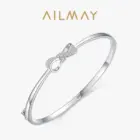 Ailmay 100% 925 Sterling Silver Lovely Bow-Knot Bracelets For Women Dazzling Clear CZ Cute Fine Jewelry Women Girl Gift 1