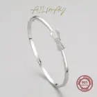 Ailmay 100% 925 Sterling Silver Lovely Bow-Knot Bracelets For Women Dazzling Clear CZ Cute Fine Jewelry Women Girl Gift 4