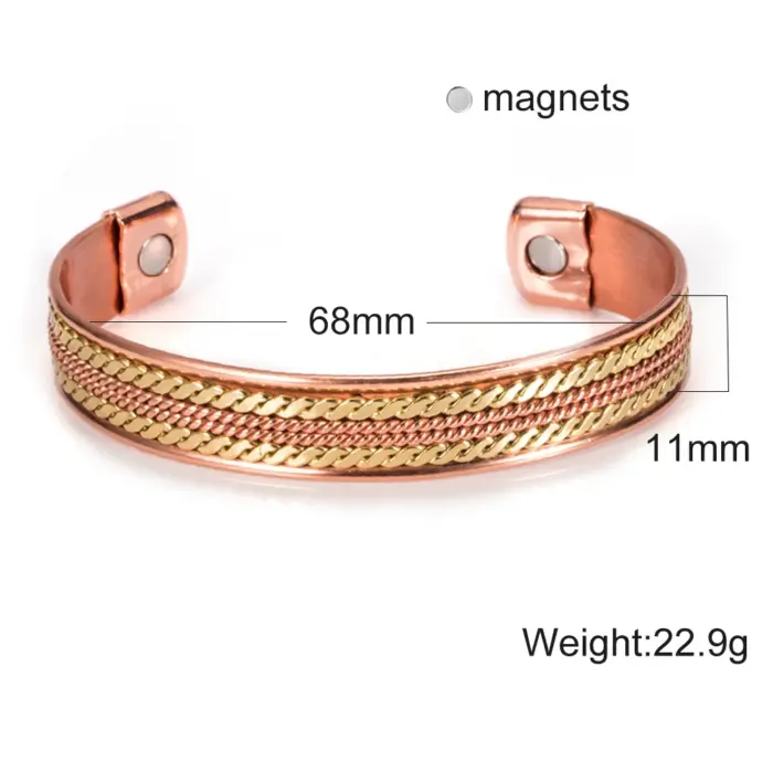 Twisted Pure Copper Bracelets Adjustable 11mm Wide Magnetic Therapy Arthritis Energy Bangles Benefits Cuff Jewelry for Women 2 Twisted Pure Copper Bracelets Adjustable 11mm Wide Magnetic Therapy Arthritis Energy Bangles Benefits Cuff Jewelry for Women 2