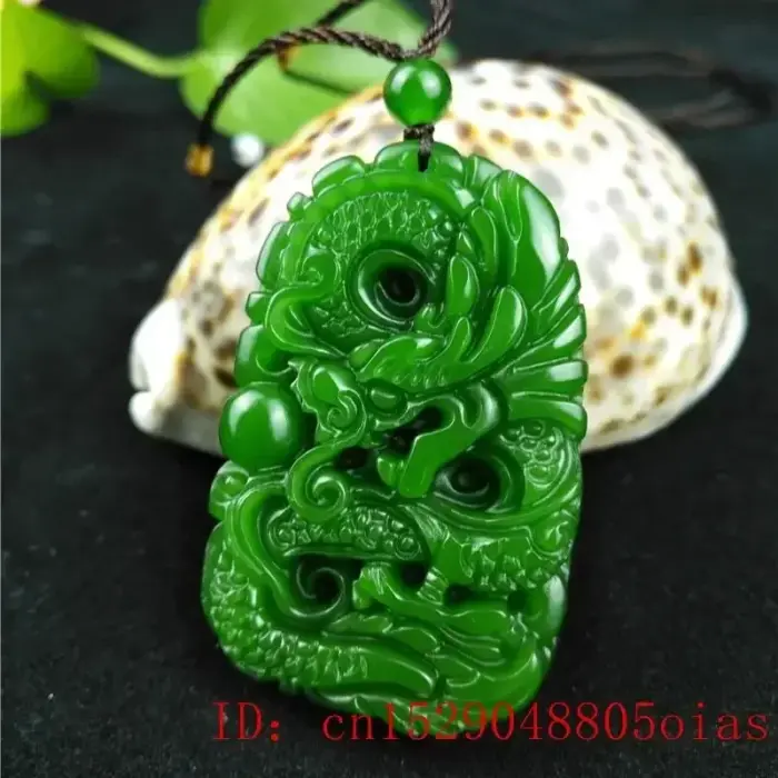 Green Natural Hetian Jade Dragon Pendant Jasper Necklace Carved Chinese Jadeite Jewelry Charm Amulet Lucky Gifts for Women Men 3 Green Natural Hetian Jade Dragon Pendant Jasper Necklace Carved Chinese Jadeite Jewelry Charm Amulet Lucky Gifts for Women Men 3