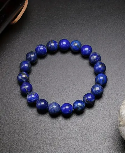 Natural Lapis Lazuli Stone Beads Bracelet Stretch Bracelet Couple Jewelry Husband Gift Valentine’s Father Day
